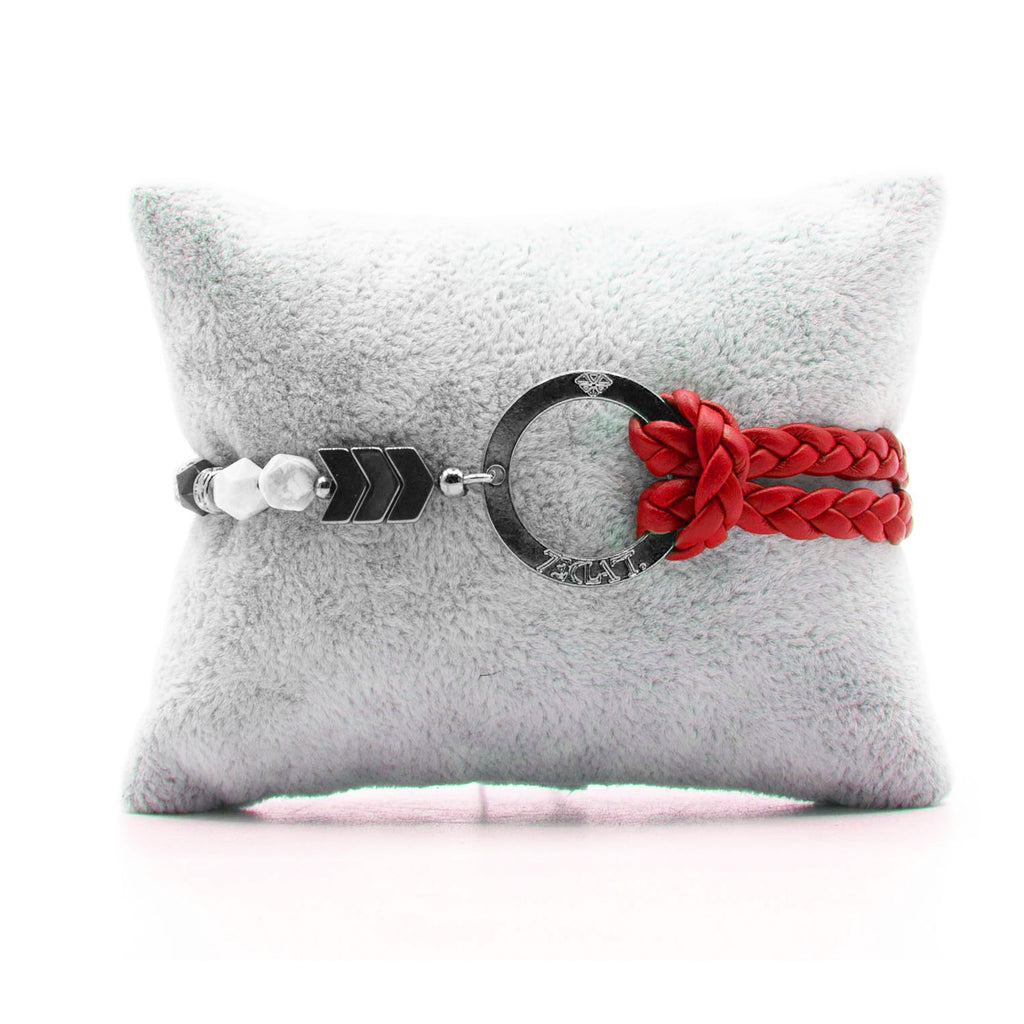 Bracelet Personnalisable Phoenix Howlite Ruthénium Rouge T