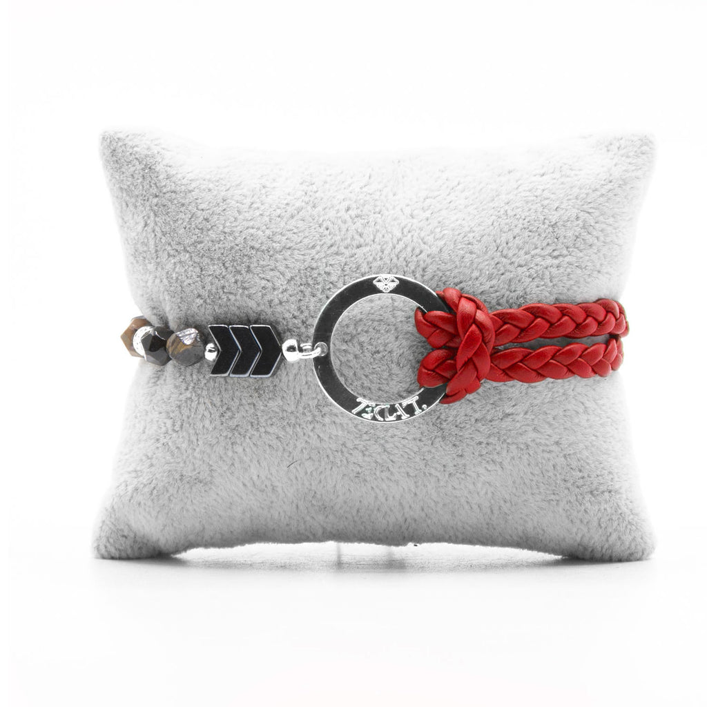 Bracelet Personnalisable Phoenix Œil de tigre Argent Rouge T