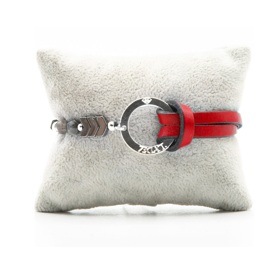 Bracelet Personnalisable Phoenix Gabbro Argent Rouge