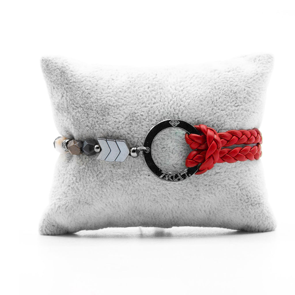 Bracelet Personnalisable Phoenix Œil de Faucon Ruthénium Rouge T