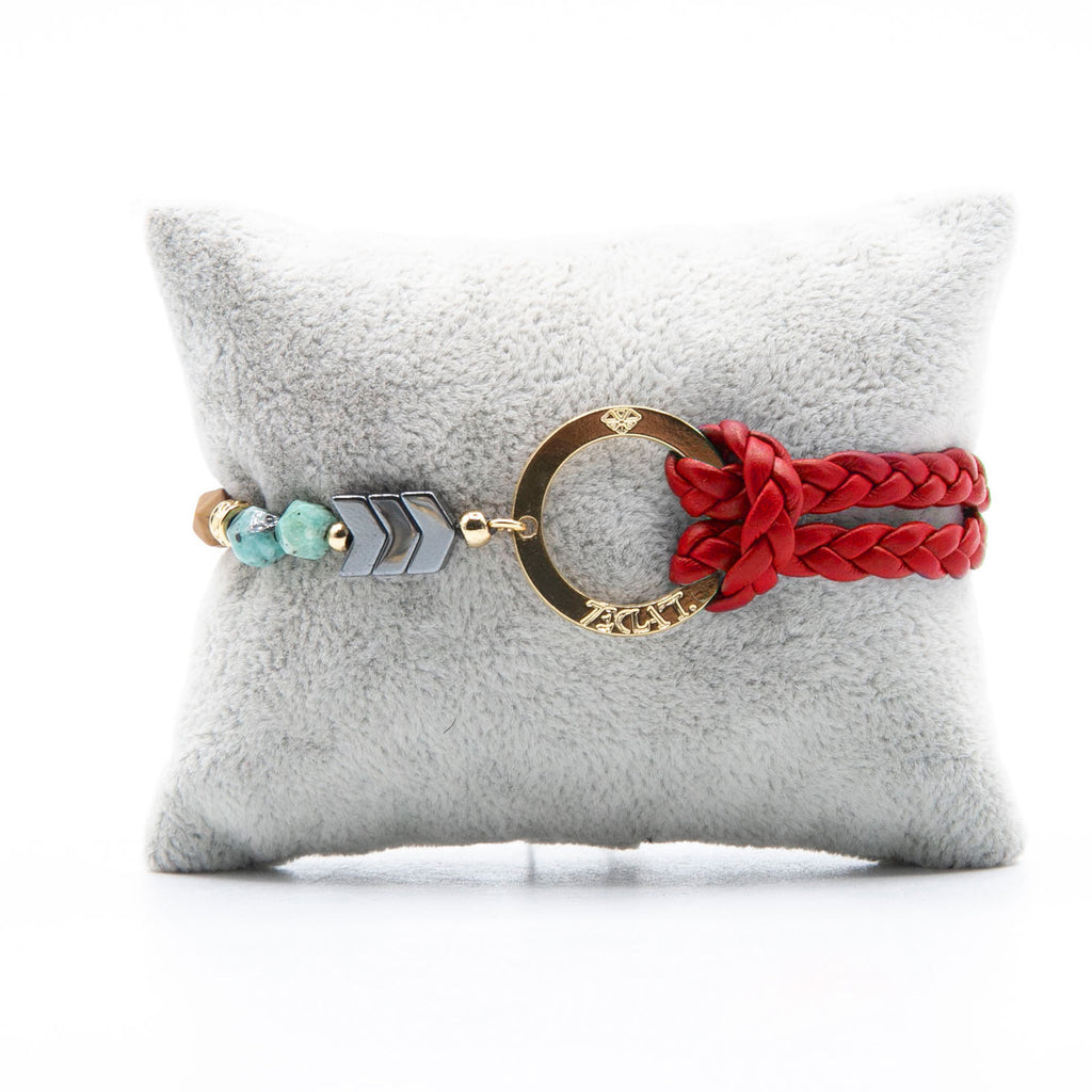 Bracelet Personnalisable Phoenix Emeraude Or Rouge