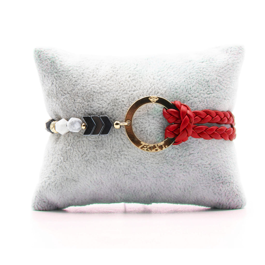 Bracelet Personnalisable Phoenix Howlite Or Rouge T