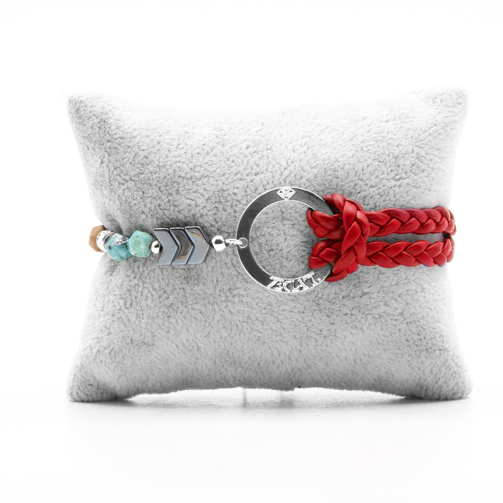 Bracelet Personnalisable Phoenix Emeraude Argent Rouge T