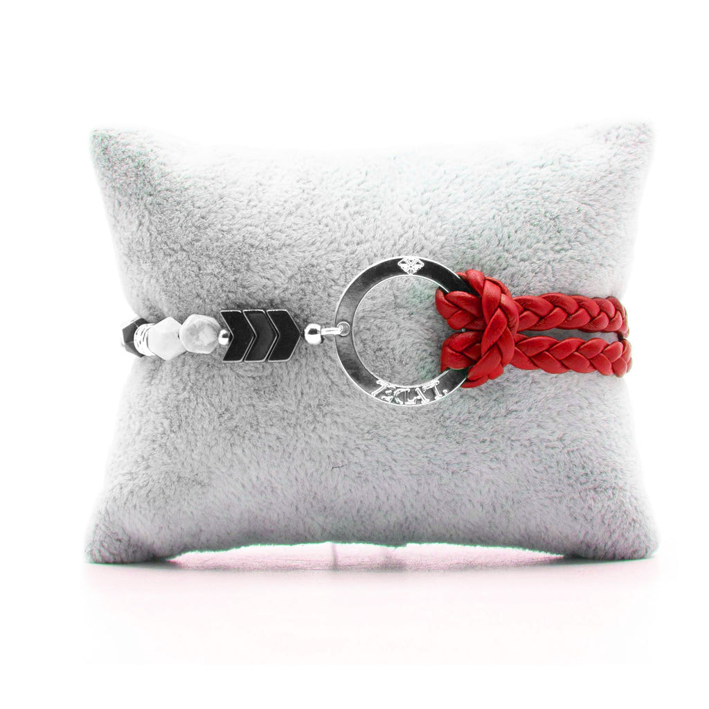 Bracelet Personnalisable Phoenix Howlite Argent Rouge T