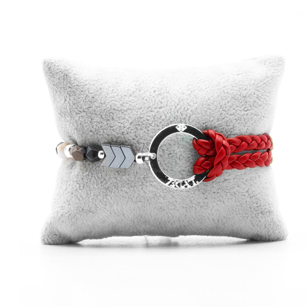 Bracelet Personnalisable Phoenix Œil de Faucon Argent Rouge T