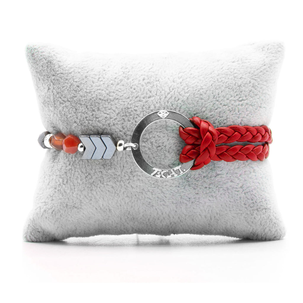 Bracelet Personnalisable Phoenix Agate Argent Rouge T