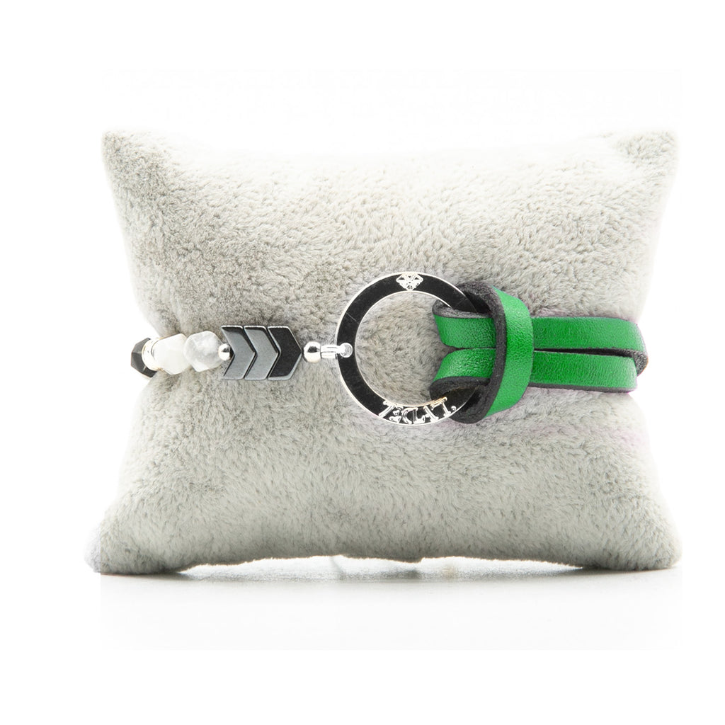 Bracelet Personnalisable Phoenix Howlite Argent Vert