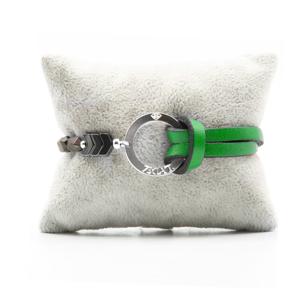 Bracelet Personnalisable Phoenix Œil de tigre Argent Vert