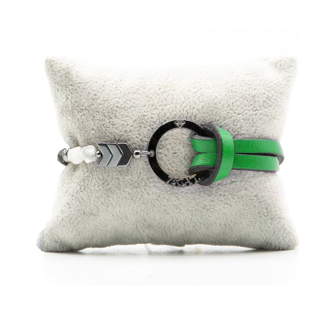 Bracelet Personnalisable Phoenix Howlite Ruthénium Vert