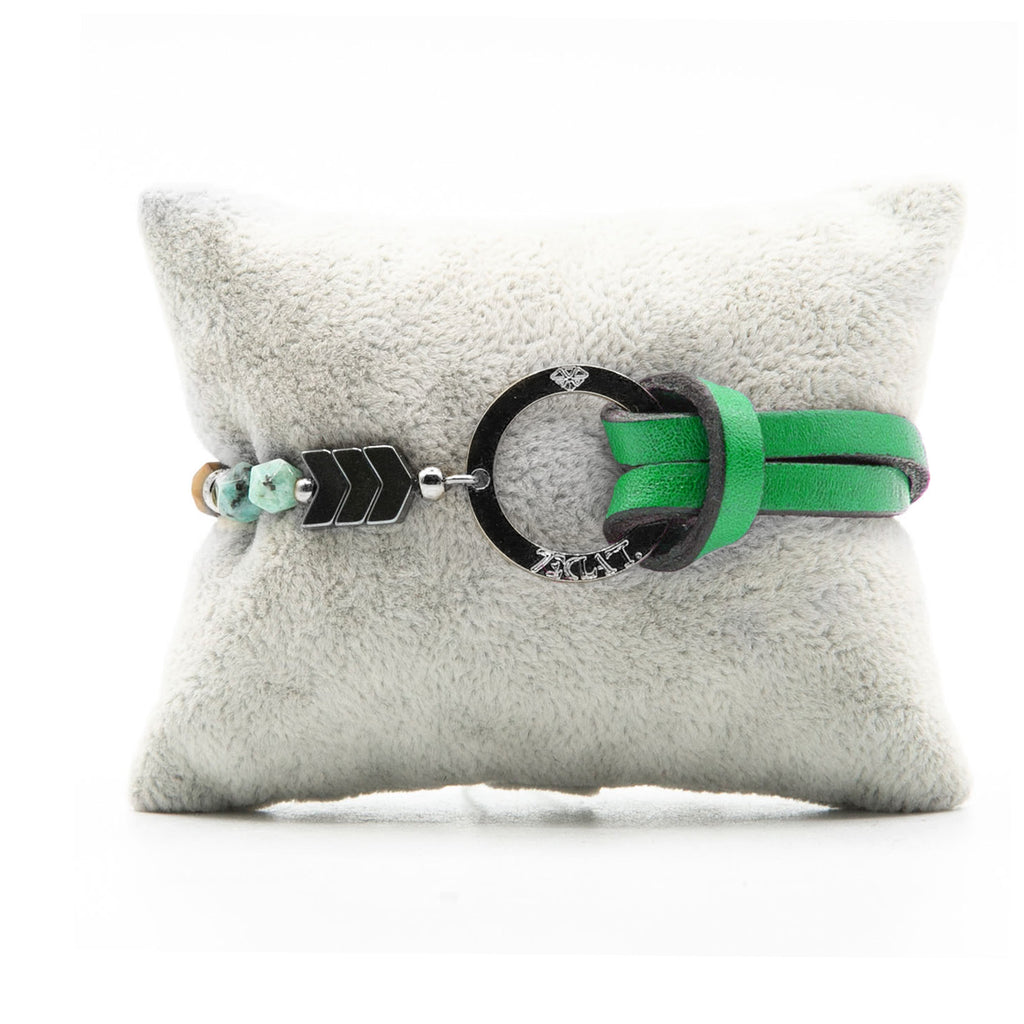 Bracelet Personnalisable Phoenix Emeraude Ruthénium Vert