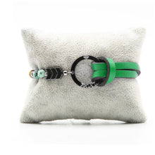 Charger l&#39;image dans la galerie, Bracelet Personnalisable Phoenix Emeraude Ruthénium Vert